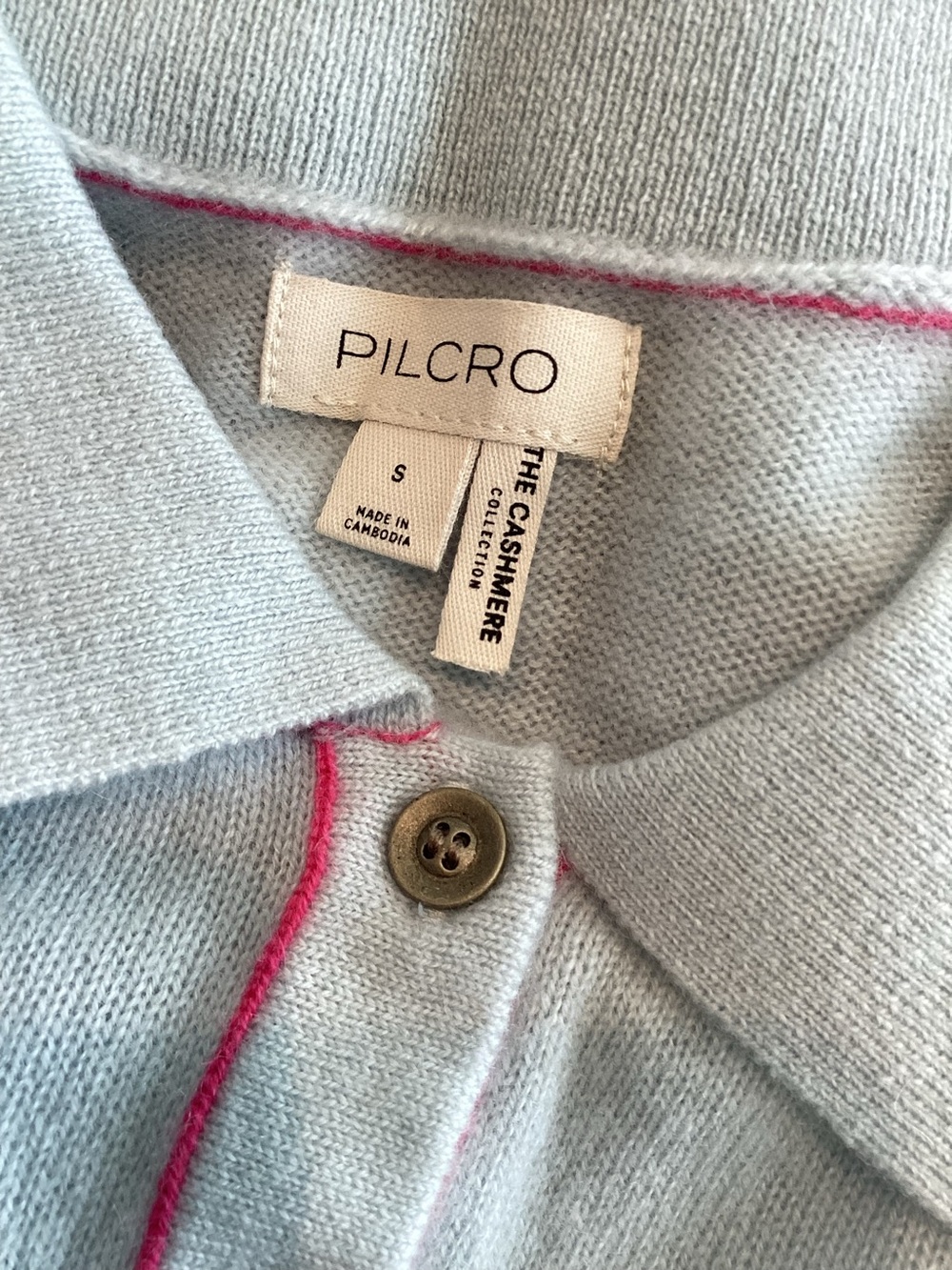 🐾Anthropologie Cashmere Sweater Pilcro Collared Long Sleeve Polo New Dog Blue - Picture 13 of 15